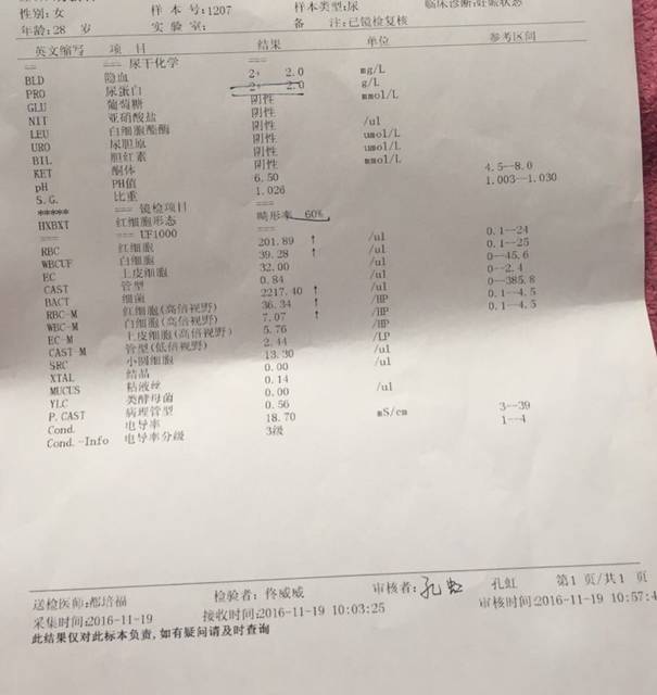 盛京医院的体检单 肾小球肾炎的宝妈来看