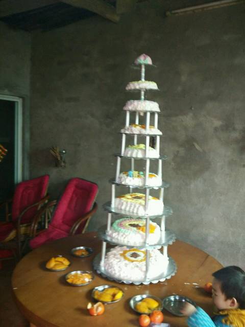 晒我亲自做的九层蛋糕_年前我爷爷八十大寿,不