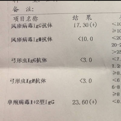 风疹病毒抗体igg阳性图片