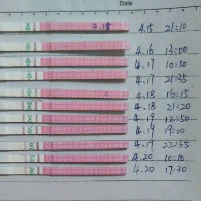 我是4月5号月经第一天,第十天开始测排卵的,一直都有加深,到底是在